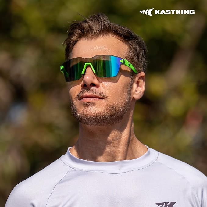 KastKing Tarkio Polarized Fishing Sunglasses, Large Single PC Lenses, Rimless Wrap Design, UV400 Protection Sports Sunglasses