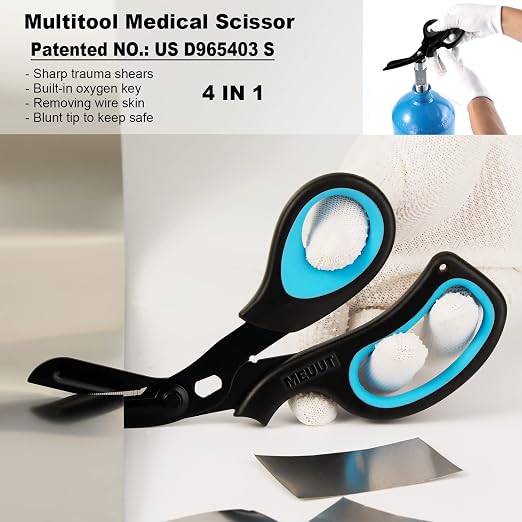 MEUUT 2 Pack Trauma Shears Patented Bandage Scissors for Left and Right Hand - Medical Supplies with 8 inch Heavy Duty Medical Scissors for EMT Workers Nurses