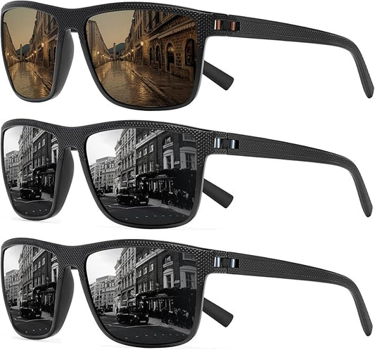 Square Polarized Sunglasses for Men and Women Lightweight Frame Sun Glasses with UV Protection