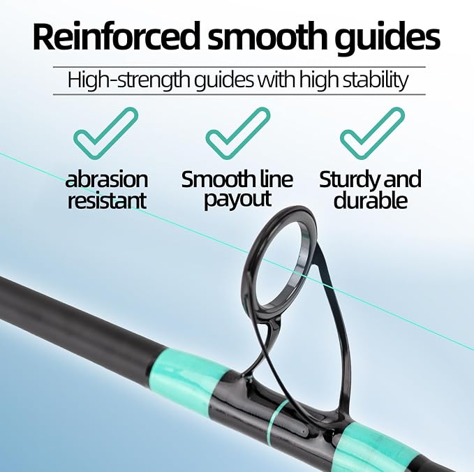 Surf Rod Saltwater 9ft- 4-Piece Carbon Fiber Surf Fishing Rods, Portable Travel Surf Spinning Rod with 20-40lb Power Green Blue