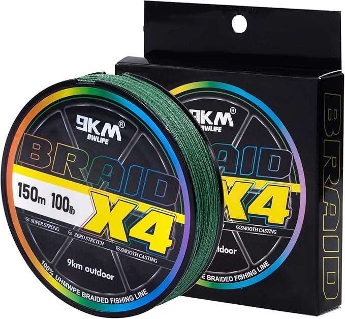 9KM DWLIFE Braided Fishing Line 8LB-120LB Dyneema Fishing Line, Zero Stretch & Anti-Bite Coating for Freshwater/Saltwater Fishing 4/8 Strands