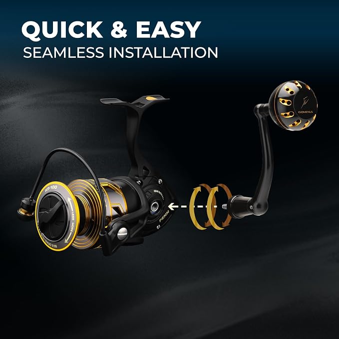 GOMEXUS Power Handle Compatible for Penn Battle III&IV Spinning Fishing Reel Replacement Crank (Make Sure Your Reel's Size & Please Note The First Picture)