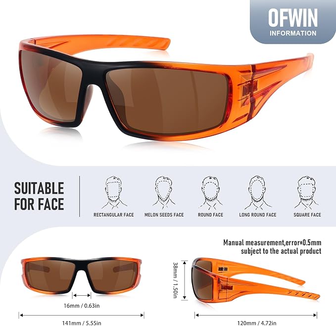 Polarized Sports Sunglasses for Men Women Unbreakable Frame Cycling Fishing Wrap Around Sunglasses UV400 Protection