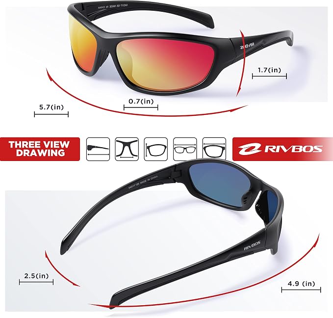 RIVBOS Polarized Sunglasses UV400 Protection for Men's and Women's Fishing, Cycling, and Outdoor Activities RB832
