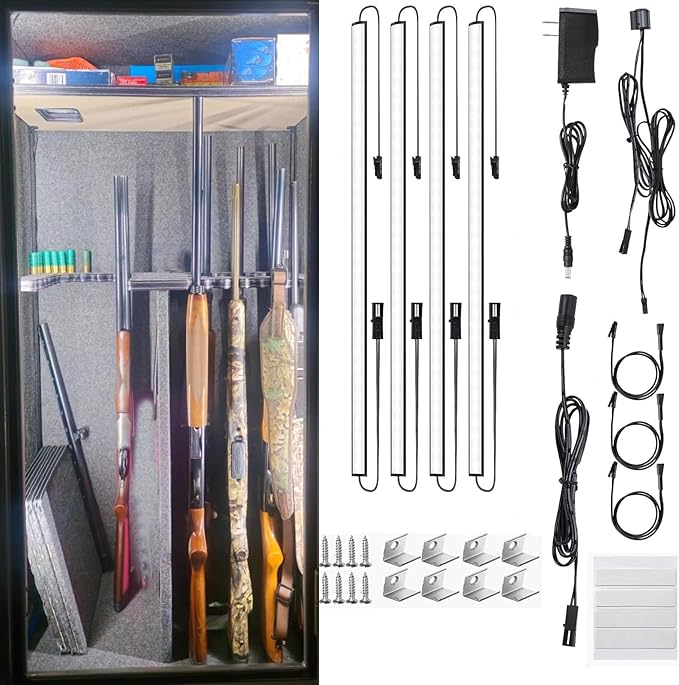 Door Activated Safe Light Kit, Multiple Packs 12 Inch 5000K Black Led Safe Lighting Kit with Power Adapter, Self-Adhesive - Ideal for Safes, Closets, and Pantries