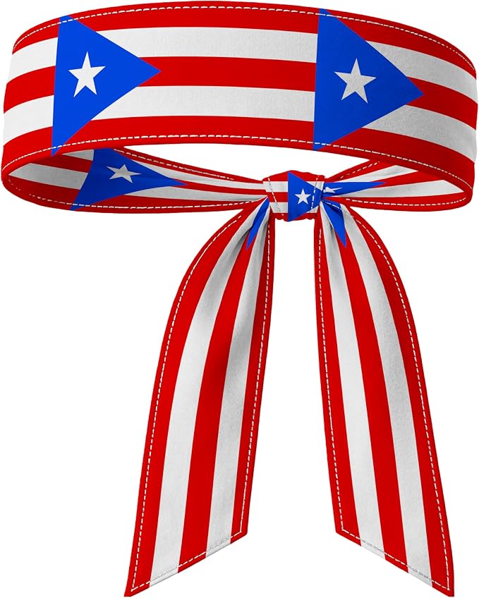 Tie Headband for Women & Men, Flag Patterned Sports Sweatband Head Wrap, Hair Bandana Accessory, 40" x 2.4"
