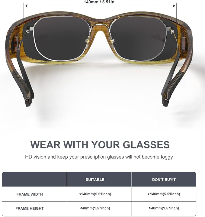 KALIYADI Polarized Sunglasses-Men Women Fit-Over-Glasses: Wrap Around Womens Sunglasses with UV400 for Driving Fishing Golf