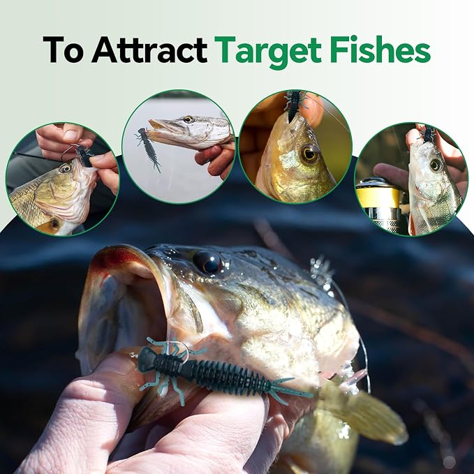 Clearance Bionics-Designed Durable Soft Plastic Fishing Lures Kit with Bonus Accessories, 3/4/5/6 Inch, 9-Type Lifelike Swimbaits in One Gear Set Included Tackle Box for Bass
