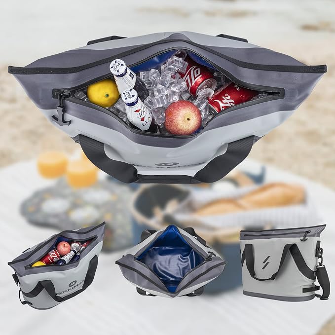 ROCKBROS Soft Cooler Insulated Leak Proof Cooler Bag Portable 36 Can Large Soft Sided Coolers Waterproof Insulated Pack Cooler for Travel, Beach, Camping, Picnic, Lunch, Fishing, Floating, Party