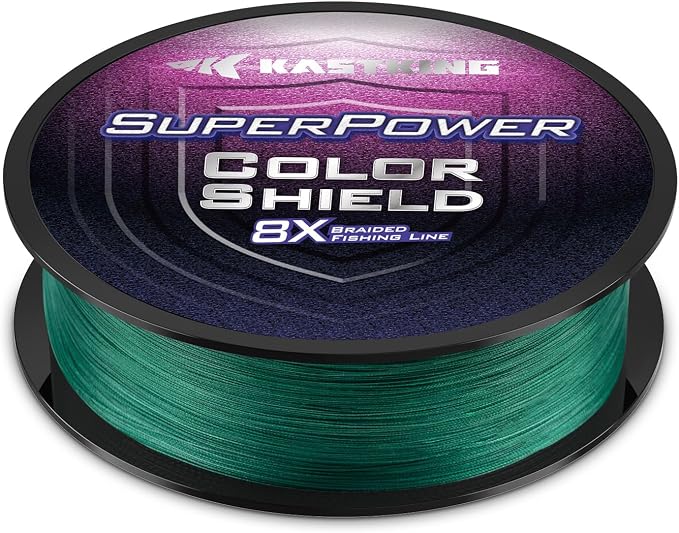 KastKing Superpower ColorShield Braided Fishing Line - Colorfast Braided Line, 100% Solution Dyed UHMWPE Fiber, Smooth & Strong Superline, Near Zero Stretch, Sensitive, High Abrasion Resistance