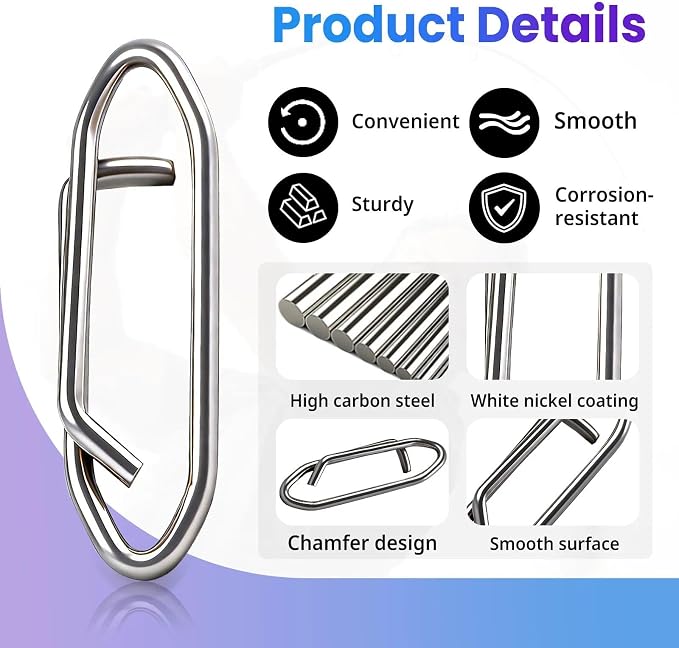 Power Fishing Clip - Fishing Speed Clips 50Pcs Stainless Steel Quick Change Connector,Link Split Rings Snaps for Lures Saltwater Size S# M# L#