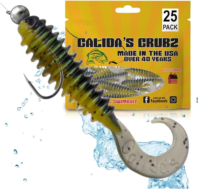 Galida's Grubz Soft Plastic Fish Bait Lures for Fishing | Fishing Bait Lure with Deep Ribs | Great for Beginners and Advanced Fishermen
