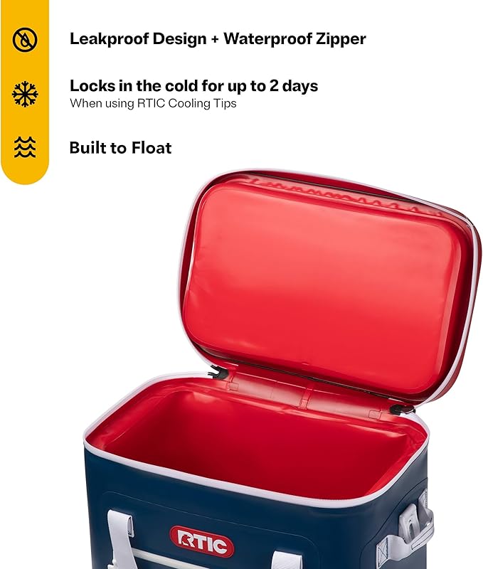 RTIC Ultra-Tough Soft Cooler 50 Can, Insulated Bag Portable Ice Chest Box for Lunch, Beach, Drink, Beverage, Travel, Camping, Picnic, Car, Trips, Floating Cooler Leak-Proof with Zipper