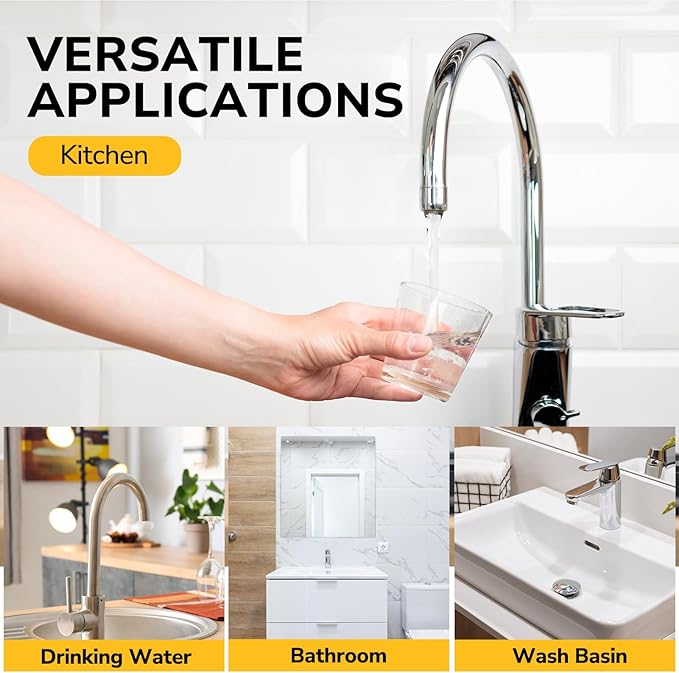 48" Faucet Supply Line, 3/8 inch Comp x 1/2 inch FIP Faucet Connector, Braided Stainless Steel Faucet Hose for Bathroom Sink and Kitchen, Leak-Resistant cUPC Certified Water Supply Line, 2 Pack
