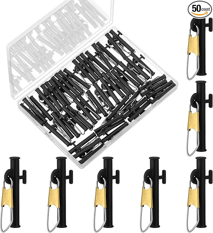Soulchen 50 Pcs Sinker Slides for Catfishing with Metal Snaps ABS Fishing Weight Sinkers Slider Clip Outdoor Accessories Catfishing Tackle Equipment for Fishing Boat Beach