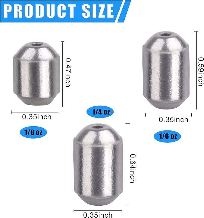 Fishing Weights Egg Sinkers Kit,42pcs Lead Free Fishing Weights Slip Sinkers for Fishing Lines Steel Barrel Weights for Freshwater Saltwater Bass Trout Walleye Fishing