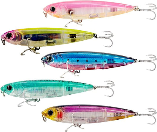 Topwater Fishing Lures, Minnow Lure for Bass Fishing, Life-Like Jerkbait Fishing Lures with Treble Hook, Popper Crankbait Sinking Lure for Freshwater/Saltwater