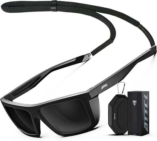 ATTCL Sports Polarized Sunglasses for Men: Secure Anti-Slip Lightweight TR90 Square Frame UV Protection for Driving Fishing