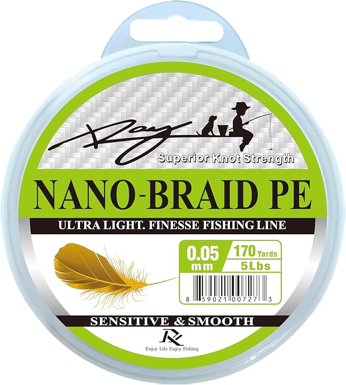 Ultra Slim Braided PE Fishing Line, Strong Knot Strength, Deign for Ultra Light Freshwater Fishing, Come with 3lb Test or 5lb Test, 170Yds Each Spool