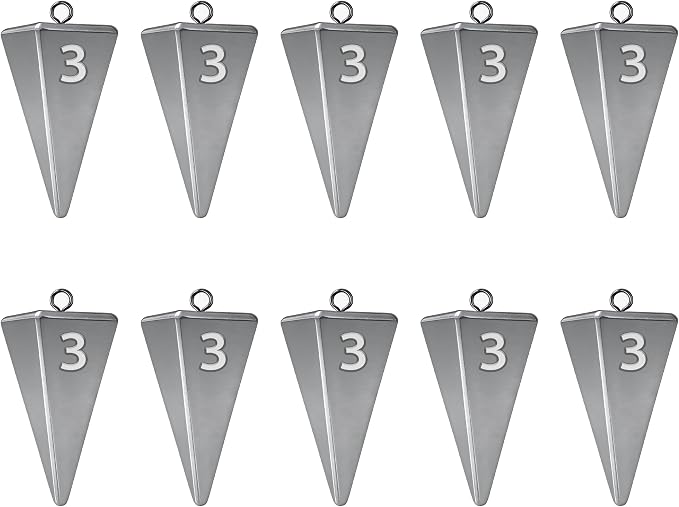 Pyramid Sinkers Fishing Weights, Saltwater Fishing Sinkers for Surf Fishing Gear Tackle - 1oz, 2oz, 3oz