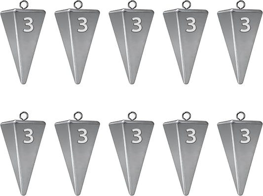 Pyramid Sinkers Fishing Weights, Saltwater Fishing Sinkers for Surf Fishing Gear Tackle - 1oz, 2oz, 3oz