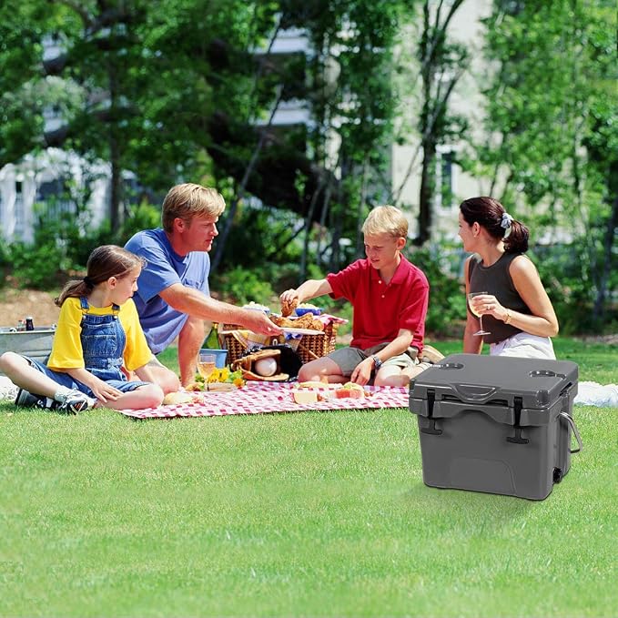 DORTALA 16 Quart Cooler, Heavy Duty Ice Chest with Handle, Drain Plug & 2 Cup Holders, 3-5 Day Ice Retention, Portable Ice Cooler Ideal for Camping, Travel, Fishing &Activities