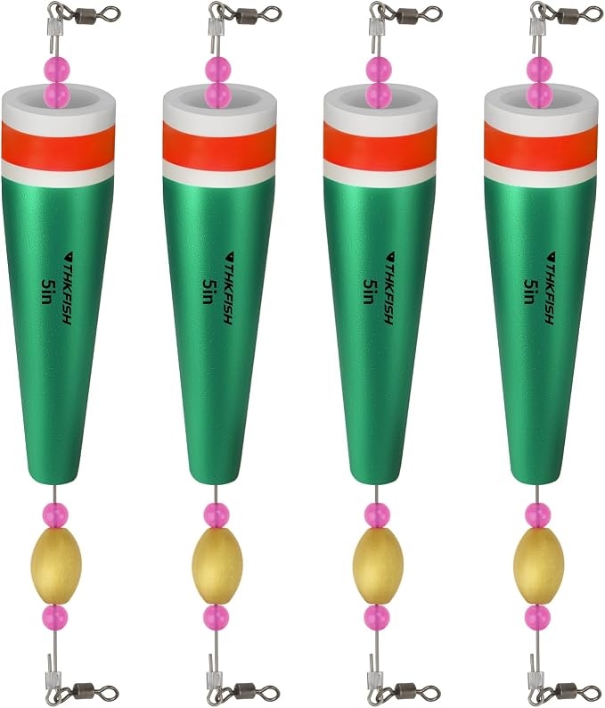 THKFISH Fishing Floats Bobbers Fishing Popping Cork Trout Float Rig Weighted Popping Floats Cork Trout Floats for Fishing Saltwater 4PCS