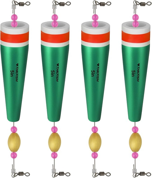 THKFISH Fishing Floats Bobbers Fishing Popping Cork Trout Float Rig Weighted Popping Floats Cork Trout Floats for Fishing Saltwater 4PCS