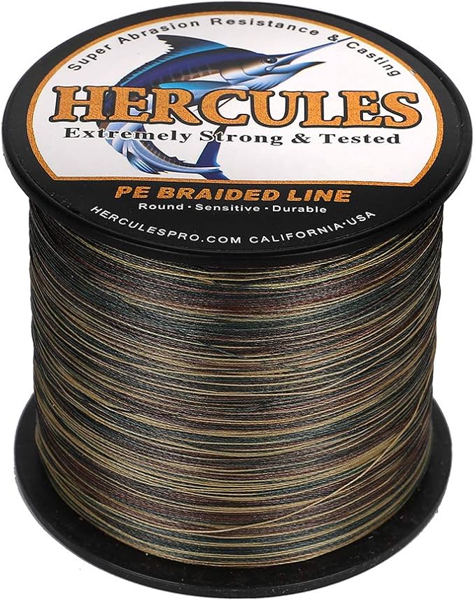 HERCULES Cost-Effective Super Strong 4 Strands Braided Fishing Line 6LB to 100LB Test for Salt-Water, 109/328 / 547/1094 Yards (100M / 300M / 500M / 1000M), Diam# 0.08MM - 0.55MM, Hi-Grade