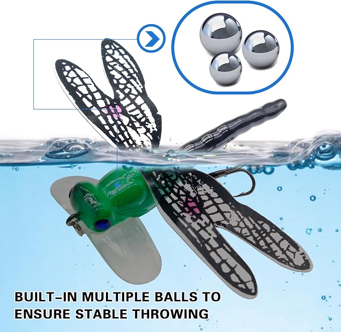 Topwater Fishing Lures Insect Fishing Lures Dragonfly Fishing Lures Dragonfly Lure Fishing Bait with Hooks for Outdoor Fishing Tools