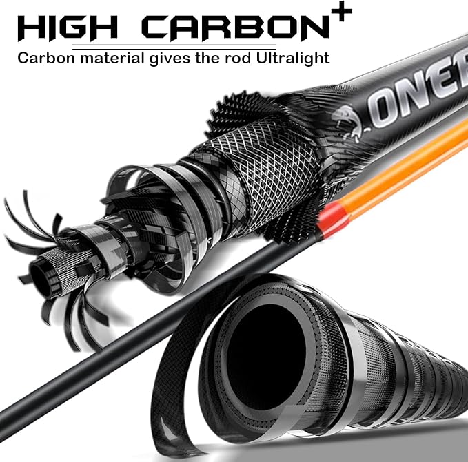 One Bass Fishing Rod and Reel Combo, Medium Fast Baitcasting Combo, 24-Ton Carbon Fiber 2 Pieces Fishing Poles with Baitcaster Reel Super Polymer Handle