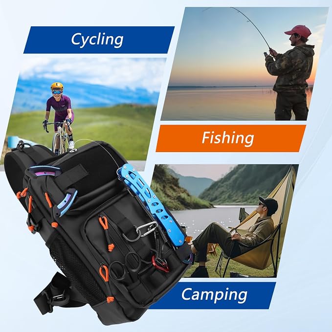 Fishing Backpack Tackle Storage Bag with 2 Tackle Boxes, Lightweight Outdoor Water-Resistant Fish Shoulder Bag with Rod Holder-Store Gear for Fishing(Black)
