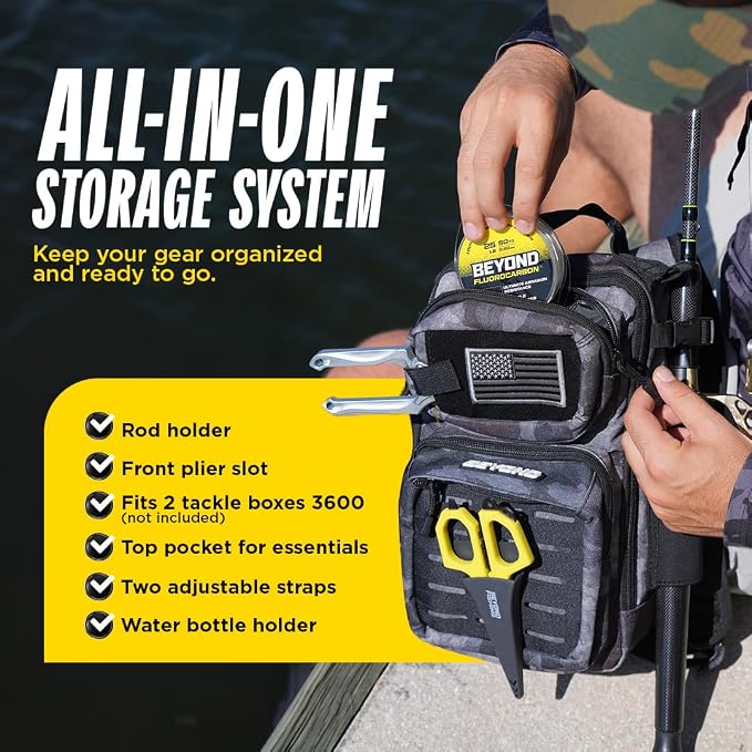 Beyond Fishing Tackle Backpack- The Voyager Tactical Fishing Storage Bag - Lightweight & Compact Bag For Fishing