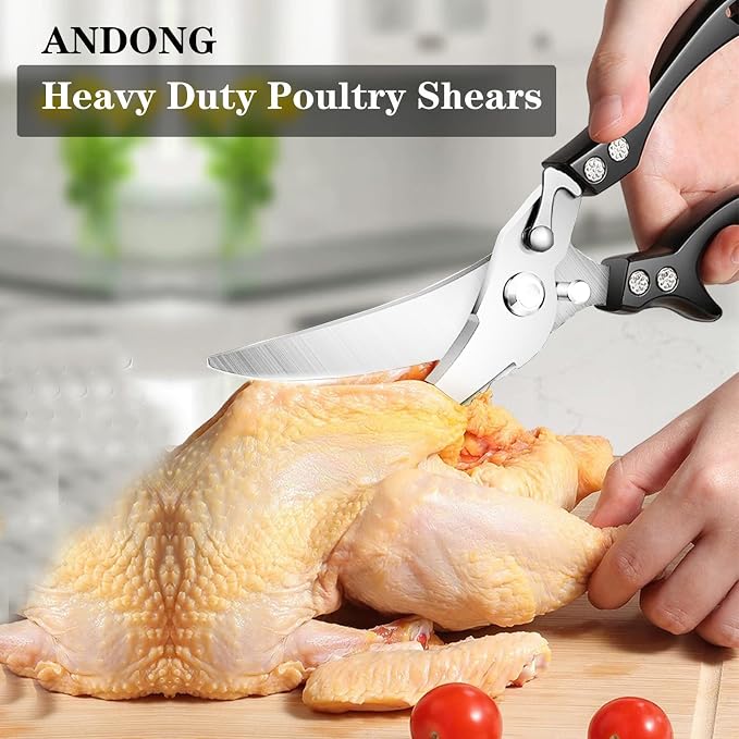 ANDONG Heavy Duty Kitchen Scissors, Professional Poultry Shears, Cooking Utensils, Black