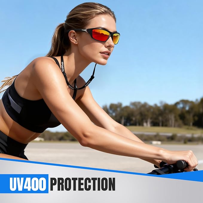 Polarized Sports Sunglasses for Men - Wrap Around Mens Sunglasses UV Protection for Fishing Cycling Driving
