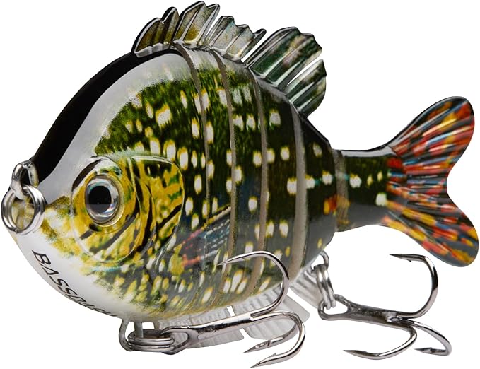 BASSDASH SwimPanfish Multi Jointed Panfish Bluegill Swimbaits Hard Topwater Bass Lures Fishing Lure Crank Saltwater 3.5in/0.85oz,Pack of 4