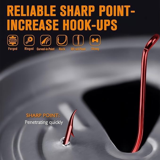 Dovesun Octopus Hooks Fishing Hooks 50-100PCS Black Red Octopus Hooks for Saltwater Freshwater #10-8/0