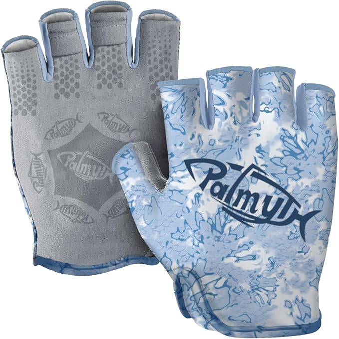 Palmyth Stubby UV Fishing Gloves Sun Protection Fingerless Glove Men Women UPF 50+ SPF for Kayaking, Paddling, Canoeing, Rowing, Driving
