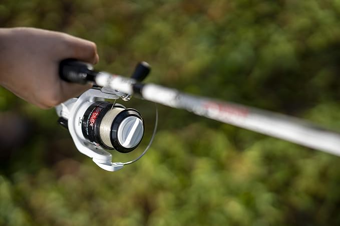 Abu Garcia 6’ Ike Dude Youth Fishing Rod and Reel Spinning Combo, 2-Piece Rod, Size 30 Reel, Right/Left Handle Position,White