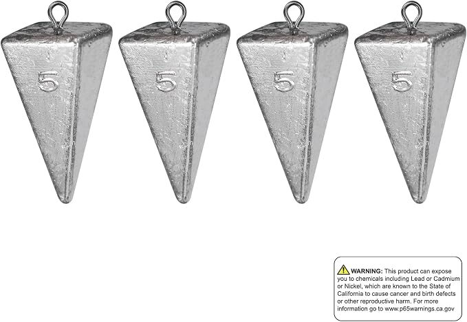 Triangle Fishing Weights 4-Sided Pyramid Sinkers Lead Fishing Weights and Sinkers for Saltwater Ocean Surf 1oz-32oz/2LB