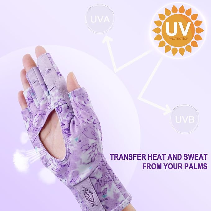 Palmyth UV Protection Fishing Fingerless Gloves UPF50+ Sun Gloves Men Women for Kayaking, Hiking, Paddling, Driving, Canoeing, Rowing