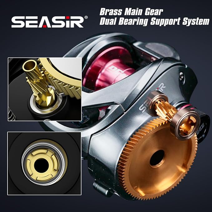 SEASIR DCast Baitcaster Reel, Digital Control Fishing Reel, Ultralight Baitcasting Reel, Freshwater Saltwater, 6.7oz, Max Drag 18.5LB, 7.3:1, 7+1 BB, Carbon Fiber Washer, Grey & Red