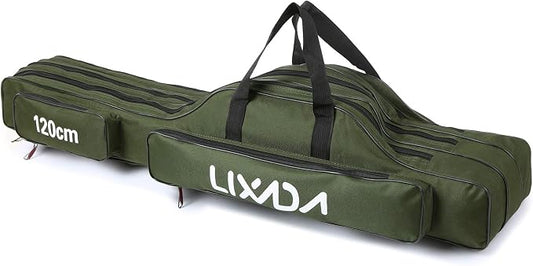 Lixada Fishing Rod Case - 3 Layers Oxford Bag, Portable Folding Carrier for Rods and Reels, Tackle Storage Travel Bag, 90cm/120cm/150cm Optional