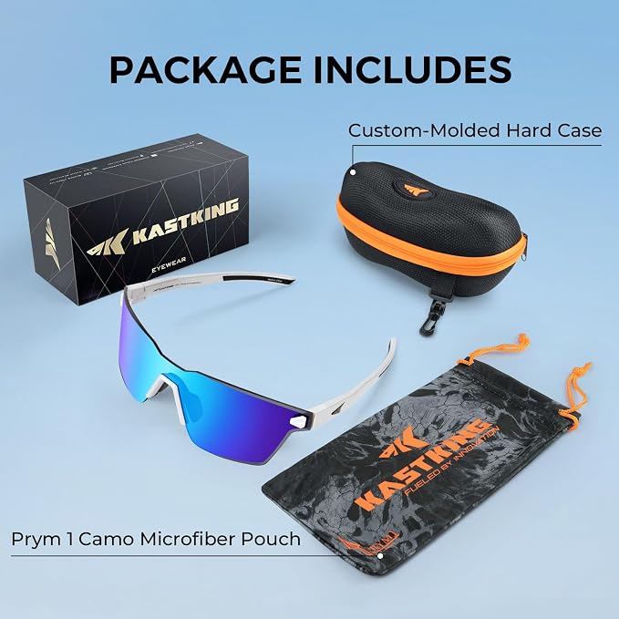 KastKing Tarkio Polarized Fishing Sunglasses, Large Single PC Lenses, Rimless Wrap Design, UV400 Protection Sports Sunglasses