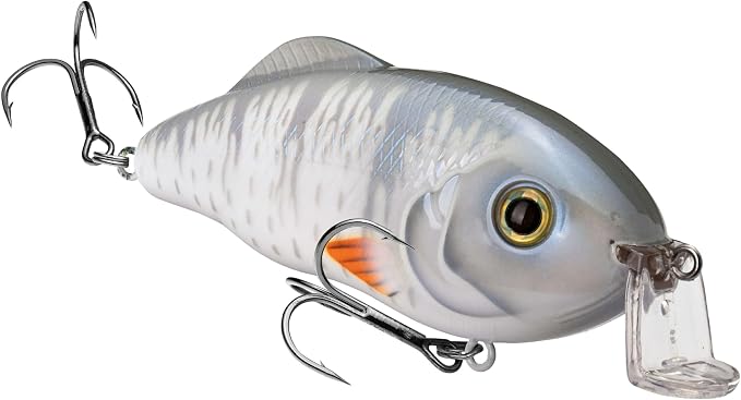 Strike King Hybrid Hunter Shallow Jr. Fishing Lure, Shallow Diving Crankbait, 90-Degree Bill, 3D Eyes, Loud Rattle, Dives 1 to 3-Feet,Size 4 & 6 Treble Hooks