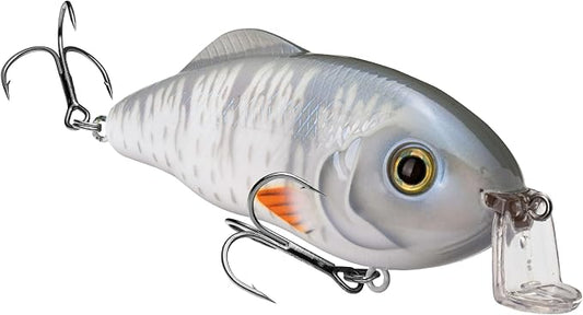 Strike King Hybrid Hunter Shallow Jr. Fishing Lure, Shallow Diving Crankbait, 90-Degree Bill, 3D Eyes, Loud Rattle, Dives 1 to 3-Feet,Size 4 & 6 Treble Hooks