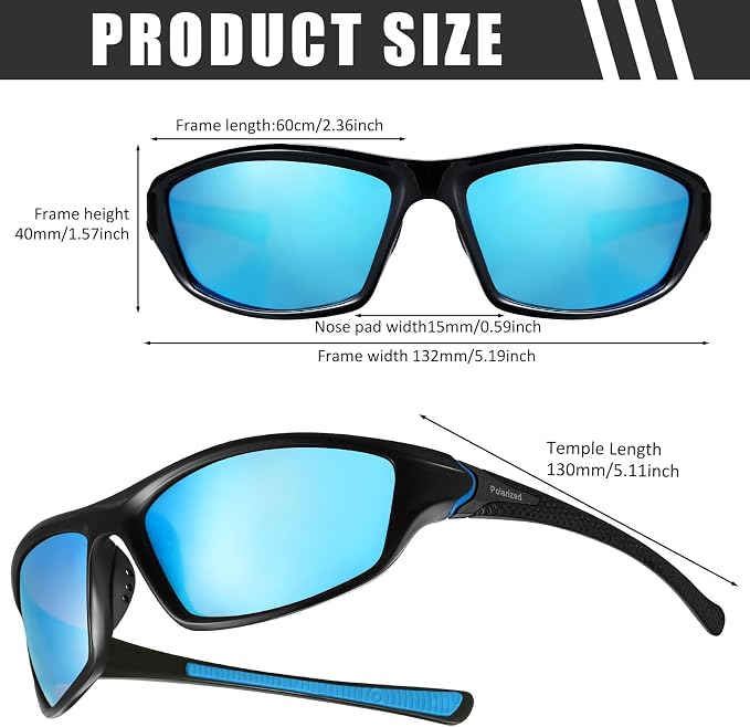 TOODOO 4 Pairs Men Polarized Sunglasses with UV Protection Driving Glasses Sports for Sport Outdoor Activities