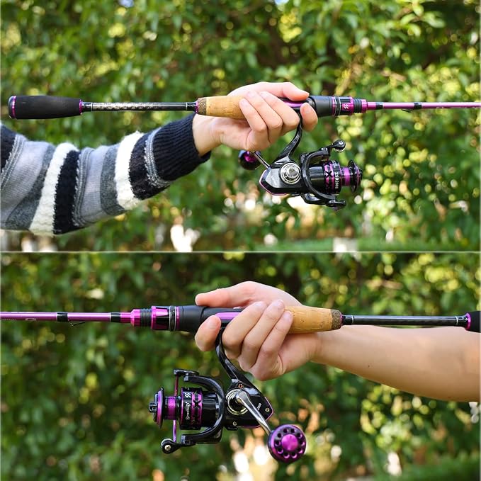 Sougayilang Fishing Pole, 30-Ton Carbon Fiber Fishing Rod and Reel Combo, 2 Pcs Blanks Spinning Reel Combos