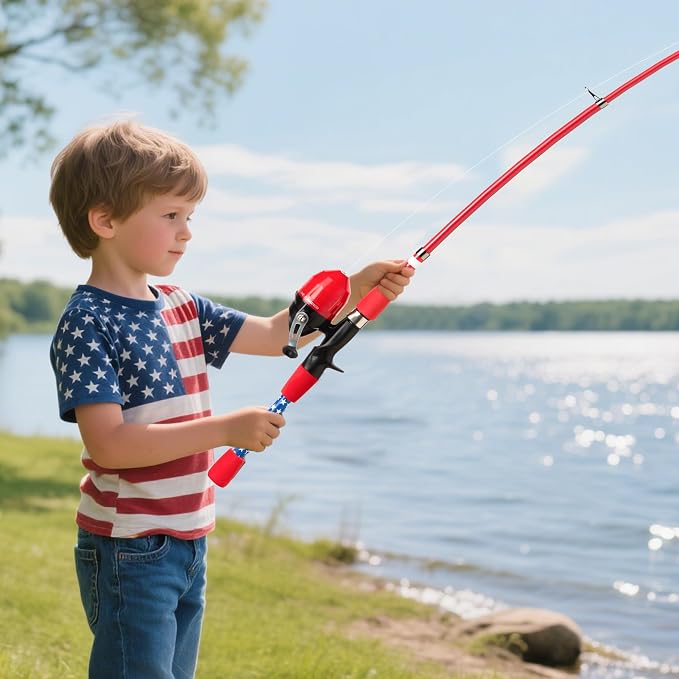 Kids Fishing Pole, Portable Telescopic Kids Fishing Poles for Boys Girls Youth, Fishing Rod and Reel Combo