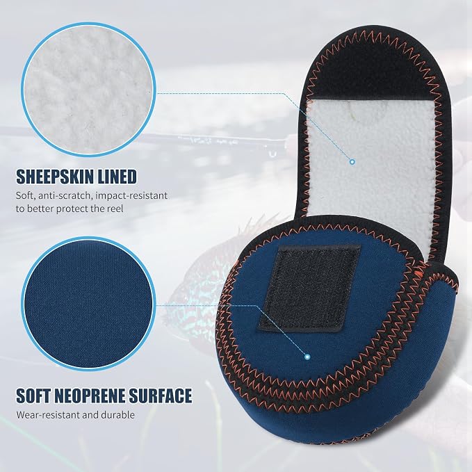 M MAXIMUMCATCH Maxcatch Fly Reel Case, Sheepskin Lined Neoprene Protective Reel Bag Pouch Cover, Fits 3/4wt 5/6wt 7/8wt (2, Fits 3/5wt)